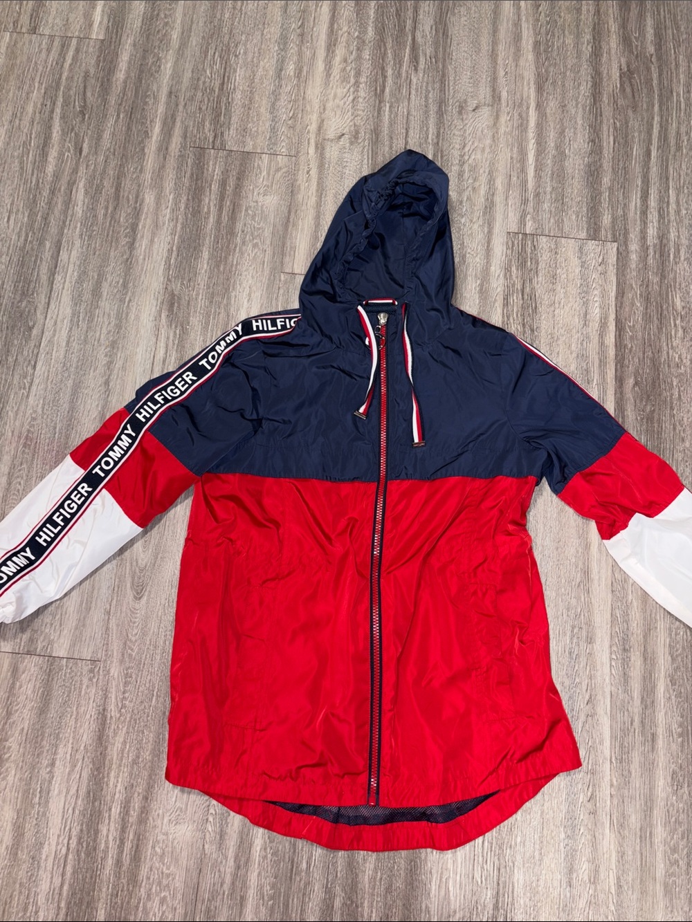 Tommy Hilfiger Red, Navy & White Hooded Windbreaker